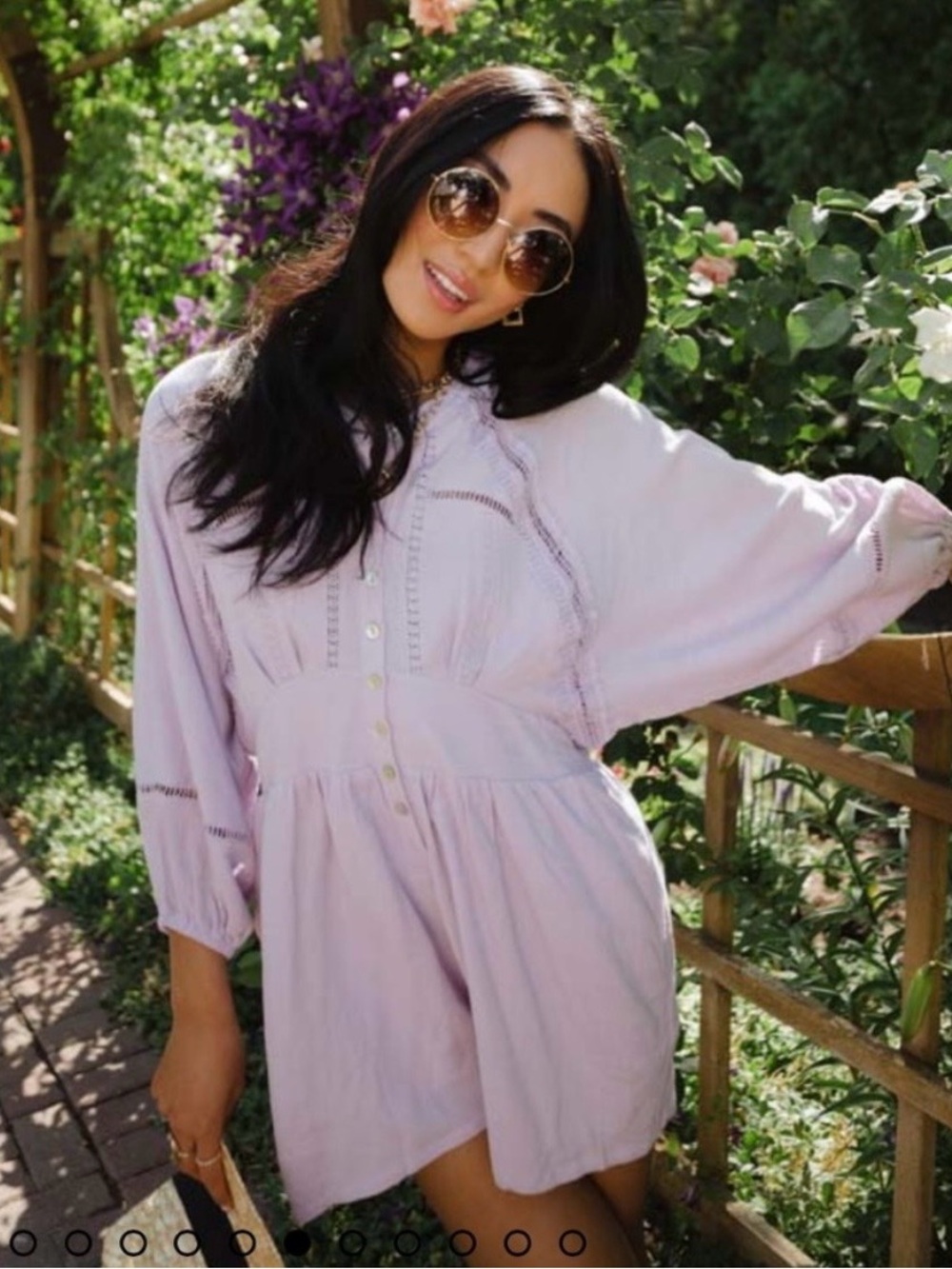 bohme Lavender Lace-Trim Romper